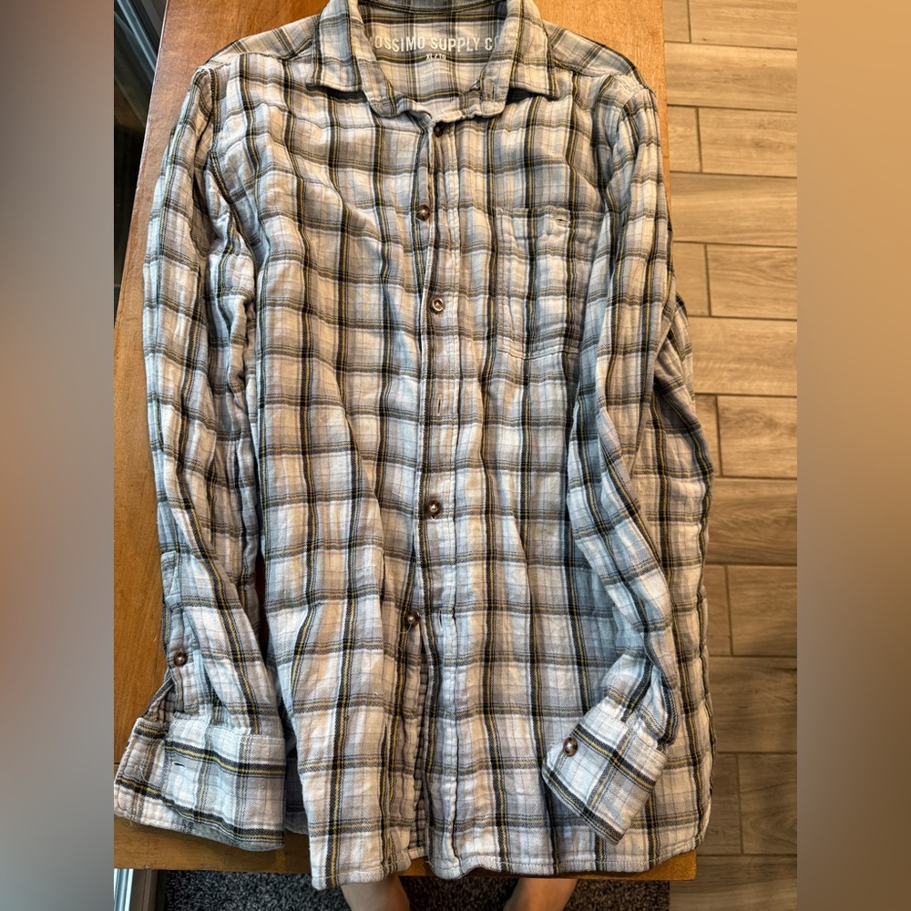Mossimo Supply Co. Gray and Yellow Plaid Shirt